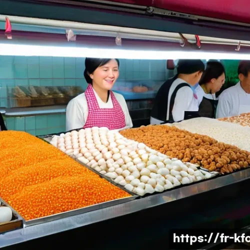 한식 떡 종류와 활용법 - **Vibrant Korean Tteok Market Delights:**
    "A bustling, colorful traditional Korean market stall ...