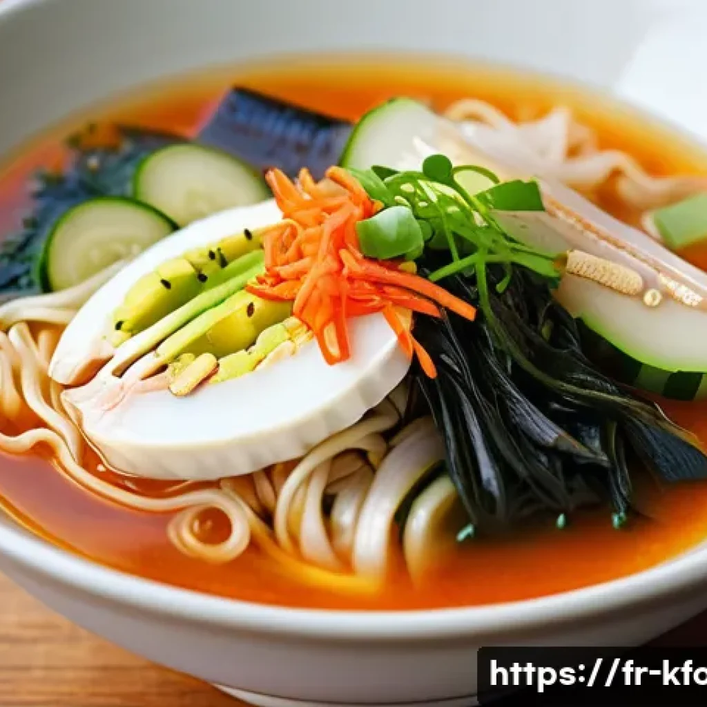 한식 국수 요리 종류 - **Prompt:** "A warmly lit, inviting close-up shot of a bowl of Kalguksu. The thick, hand-cut wheat n...